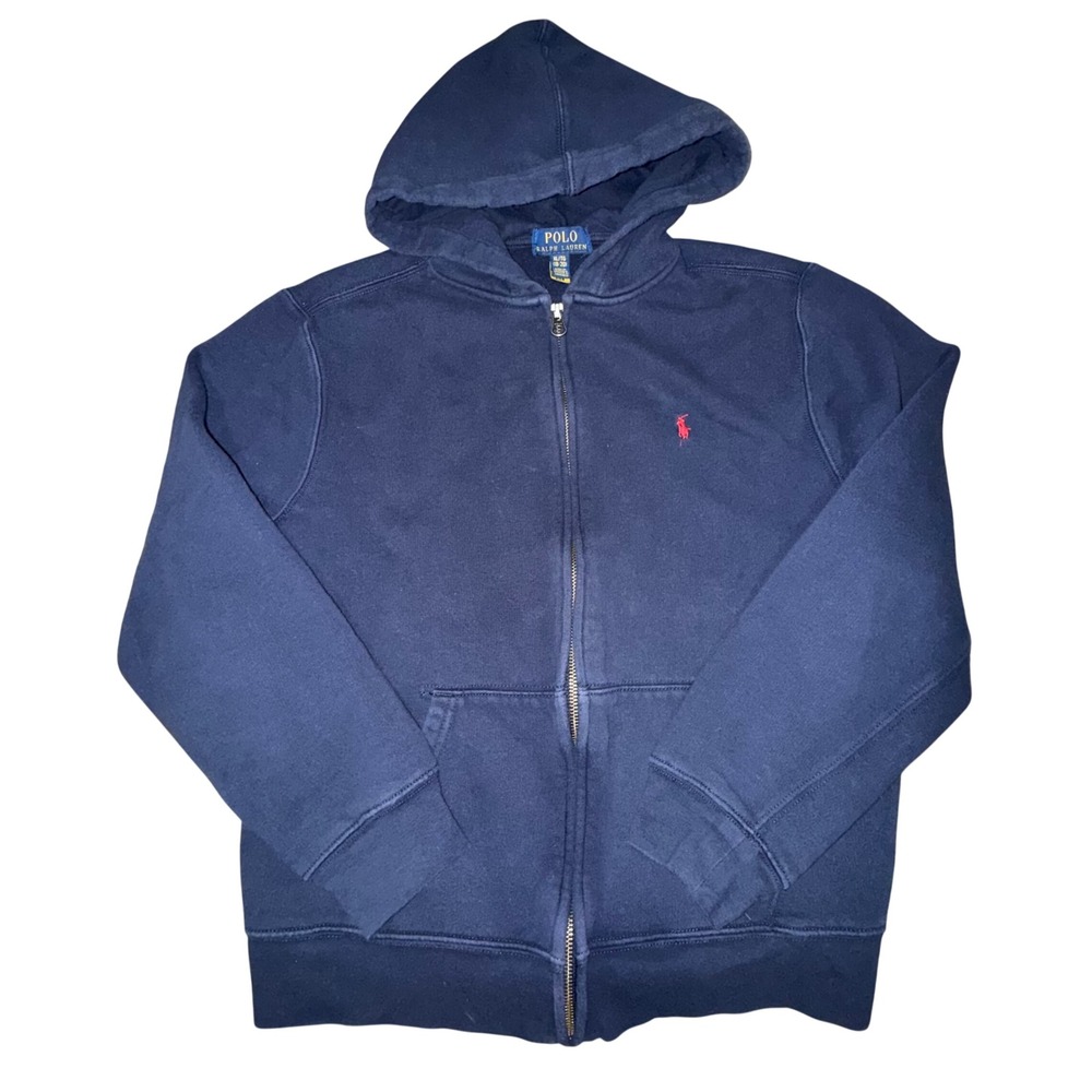 Kids Polo Ralph Lauren Navy‎ Blue Zip Up Hoodie Sweatshirt XL/TG 18-20